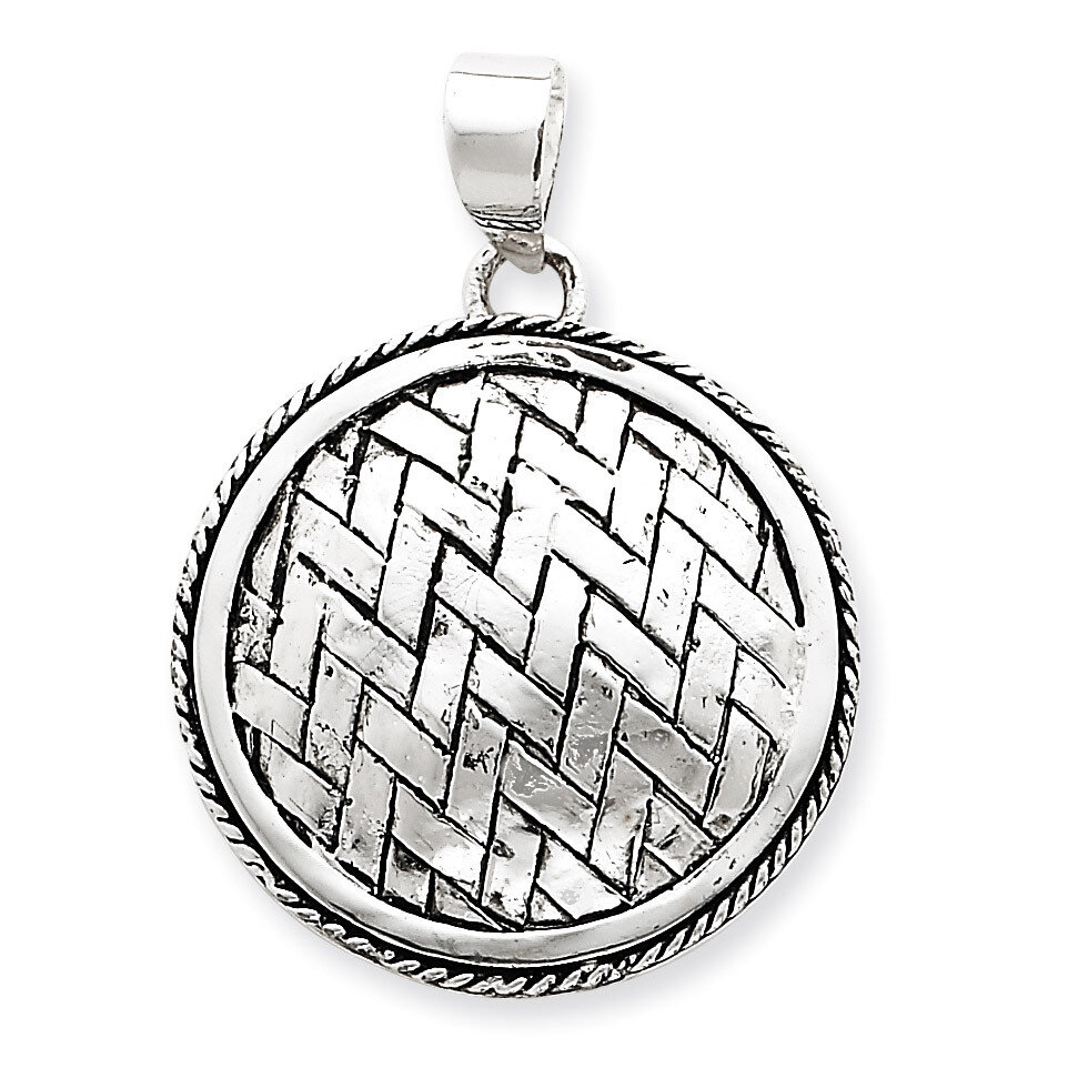 Antiqued Circle Weave Pendant Sterling Silver QP915