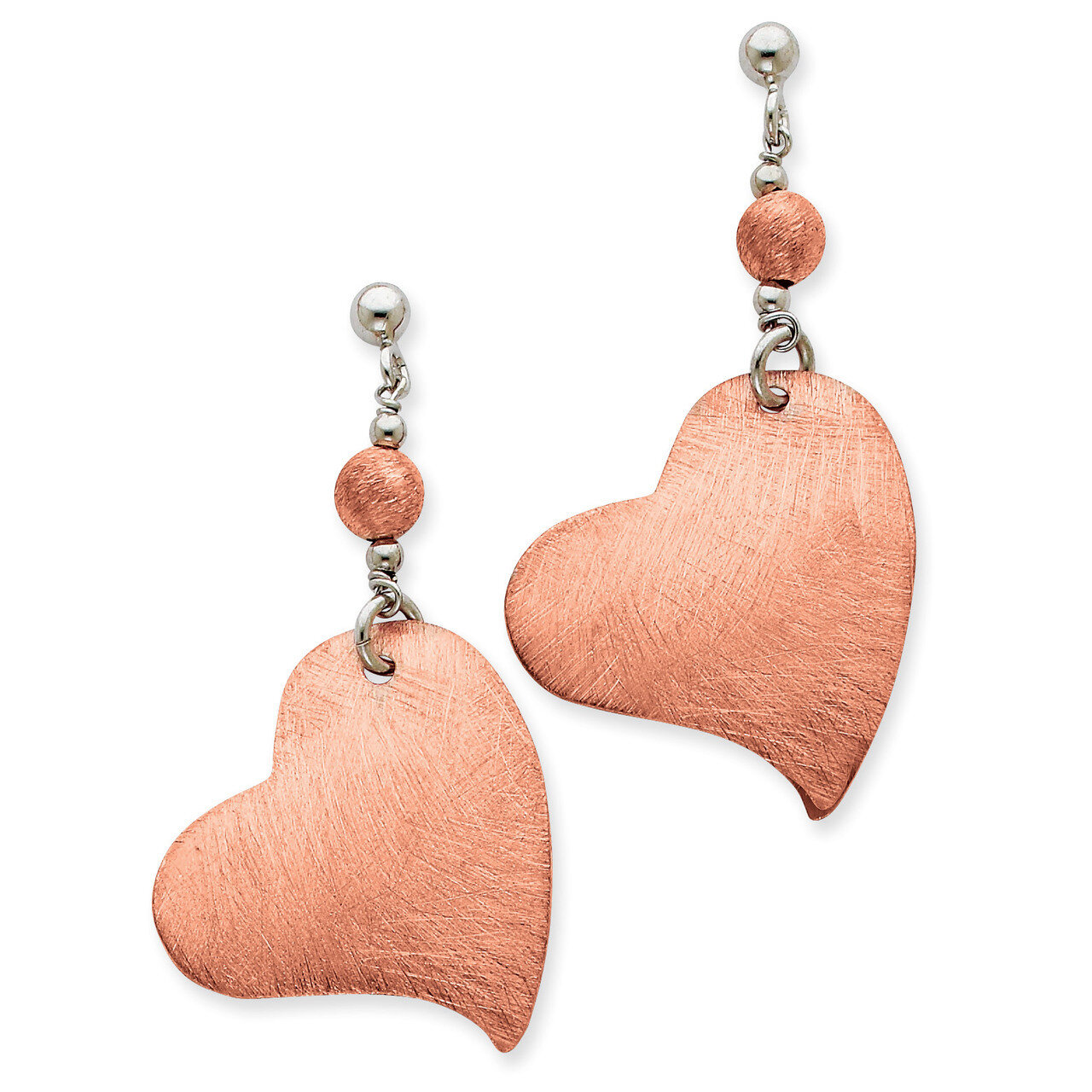 Pink Rhodium Heart Earrings Sterling Silver QPRE106