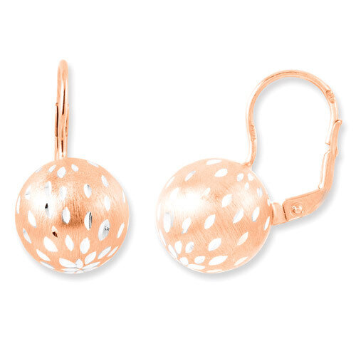 Pink Rhodium Diamond Cut Ball Dangle Earrings Sterling Silver QPRE233