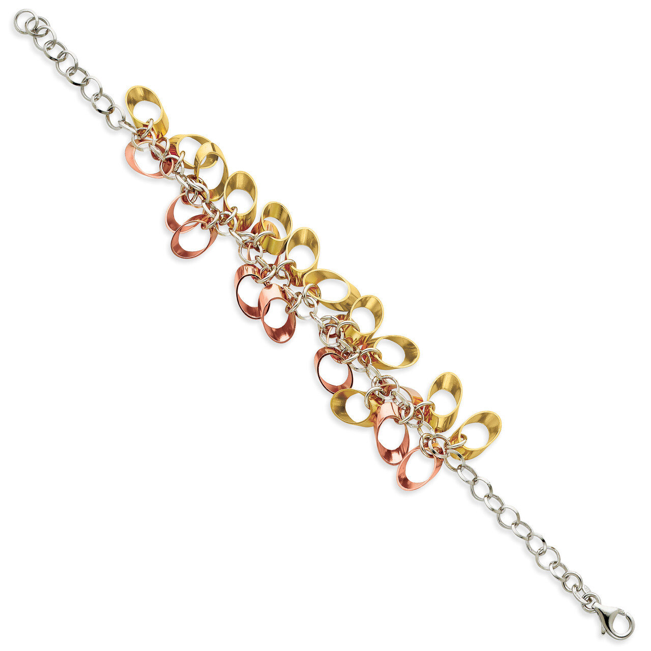 Rhodium Bracelet Sterling Silver QPRF145-7.5