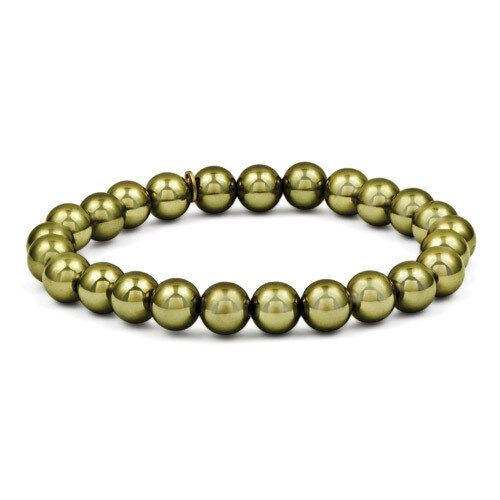 Metallic Green Stretch Bracelet Sterling Silver QPRF268