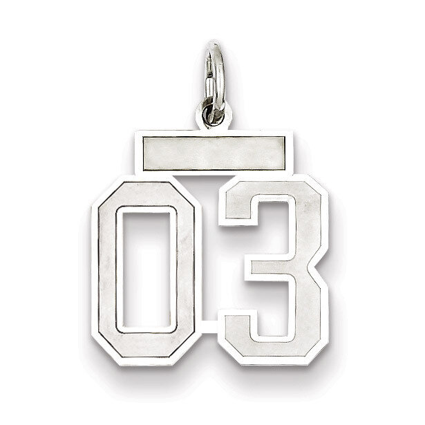 Small Satin Number 3 with Top Sterling Silver QPS03T