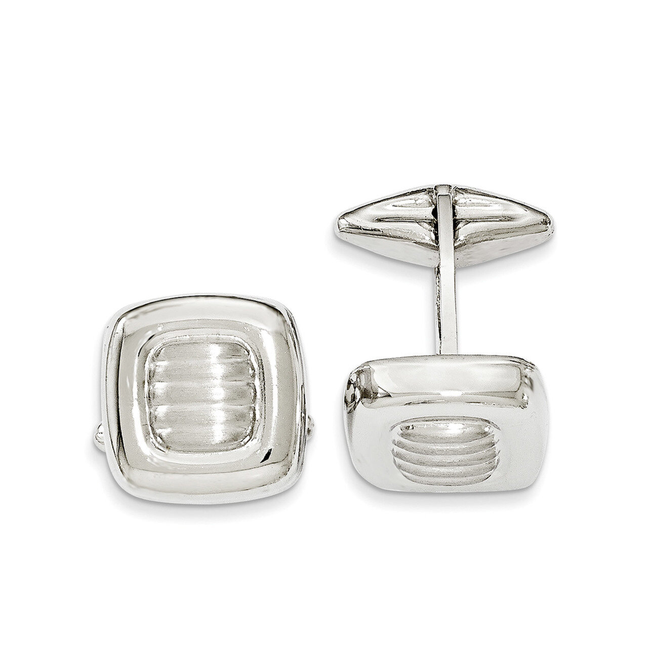 Polished &amp; Satin Squares Cuff Link Sterling Silver QQ545