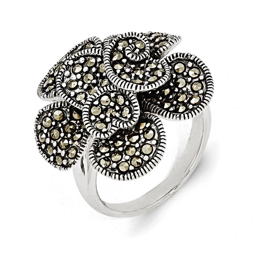 Marcasite Flower Ring Sterling Silver QR5894-6