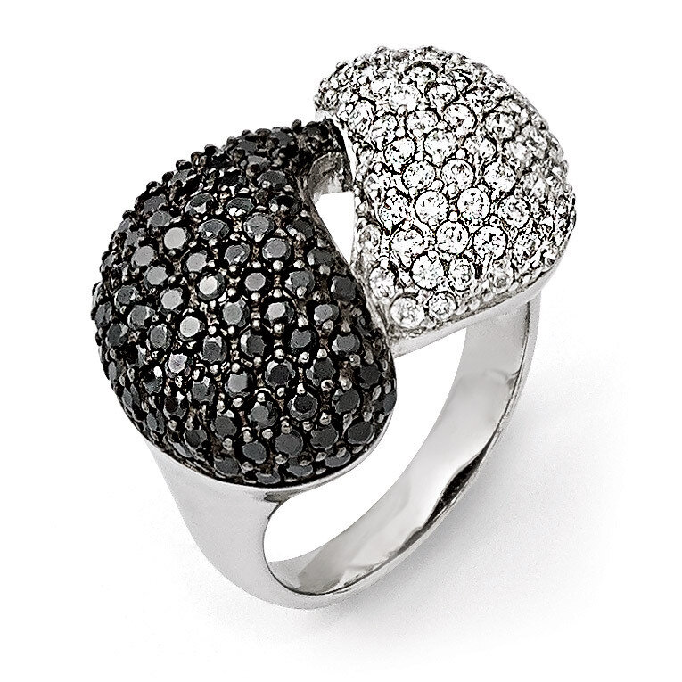 Black Rhodium Black White CZ Ring Sterling Silver QR5907-6