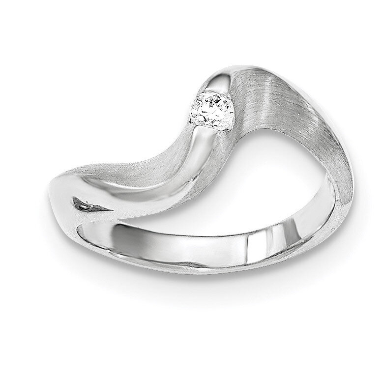 Brushed And Polished CZ Ring Sterling Silver QR5989-6