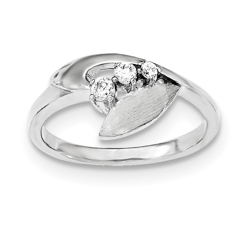 Polished And Brushed CZ Ring Sterling Silver QR5990-6