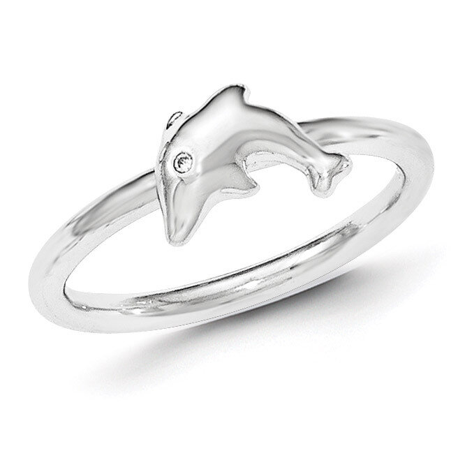 CZ Dolphin Ring Sterling Silver QR6227-6
