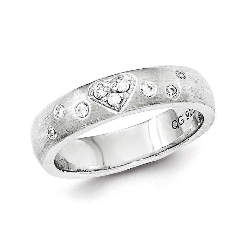 Brushed CZ Heart Ring Sterling Silver QR6281-6