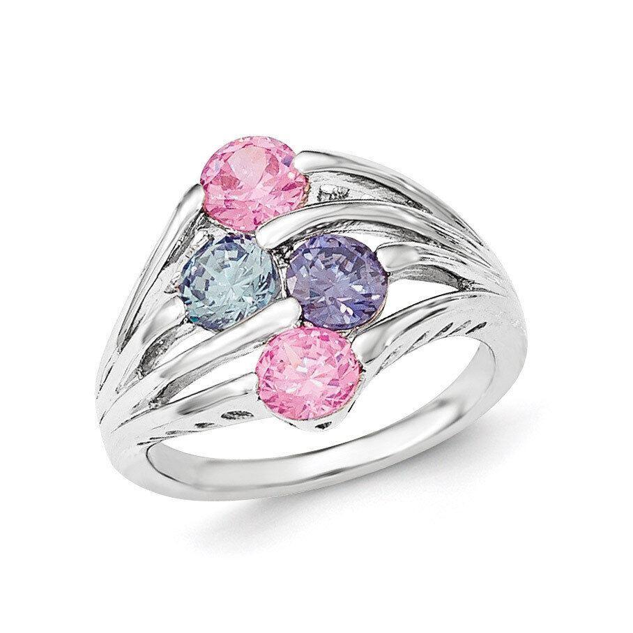 Pink-Purple CZ Ring Sterling Silver QR6306-6