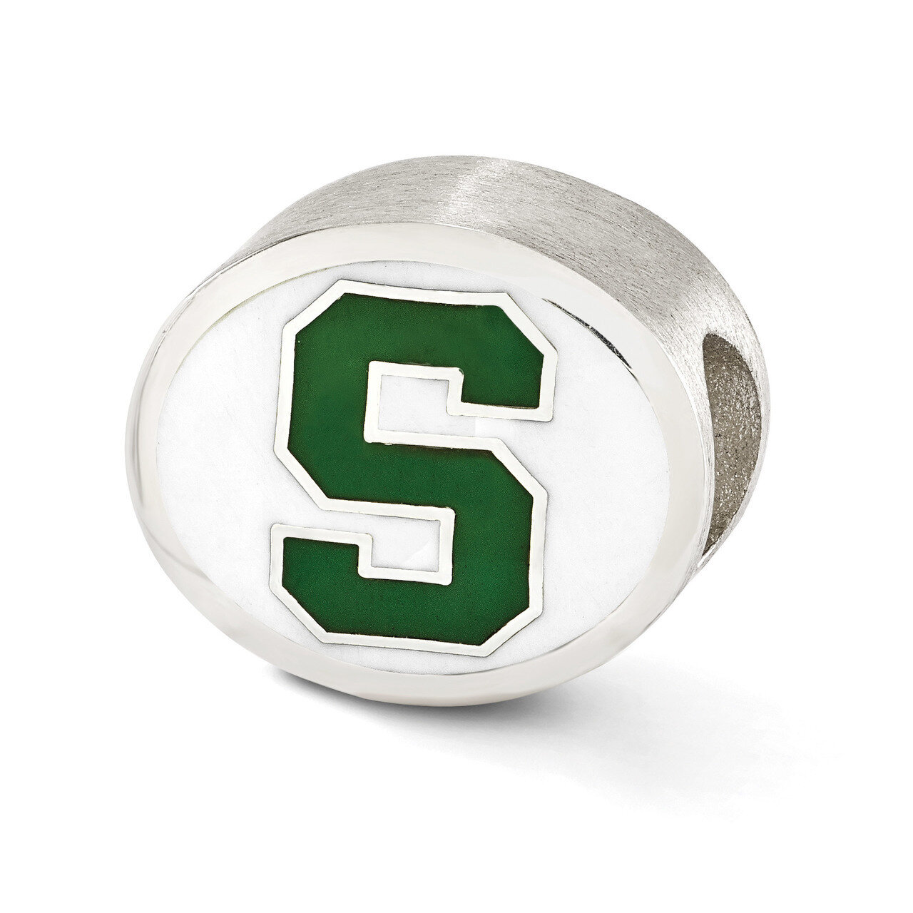 Enameled Michigan State University Collegiate Bead Sterling Silver QRS2024E2