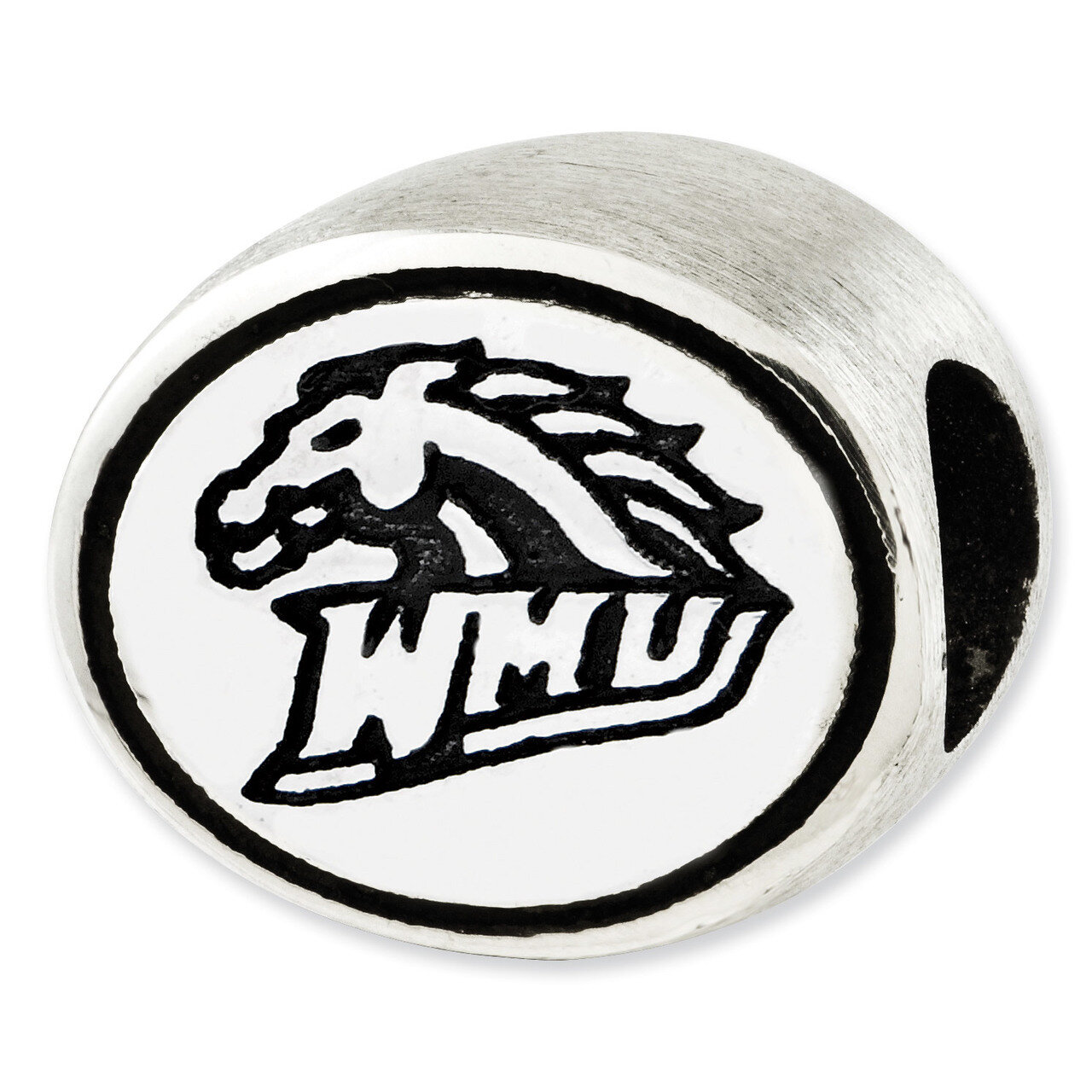 Antiqued Western Michigan University Collegiate Bead Sterling Silver QRS2030