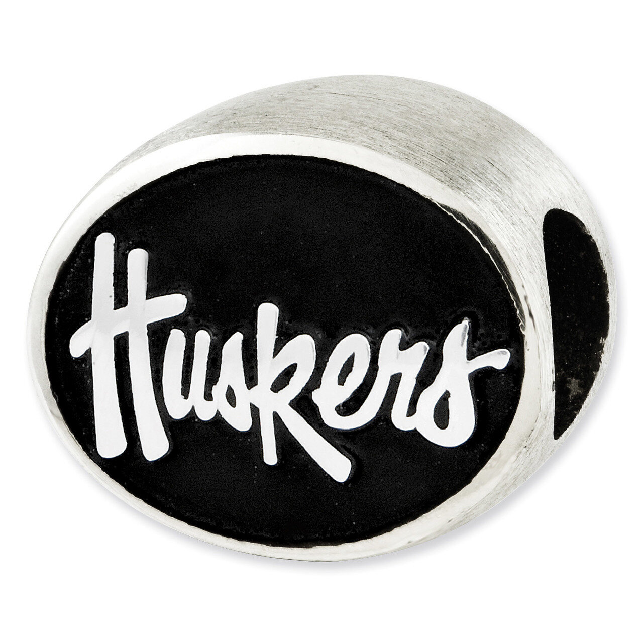 Antiqued University of Nebraska Collegiate Bead Sterling Silver QRS2074