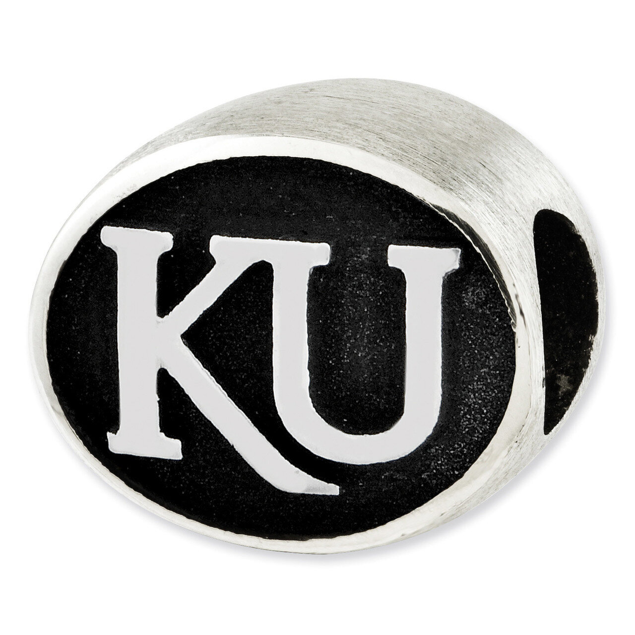 Antiqued University of Kansas Collegiate Bead Sterling Silver QRS2075