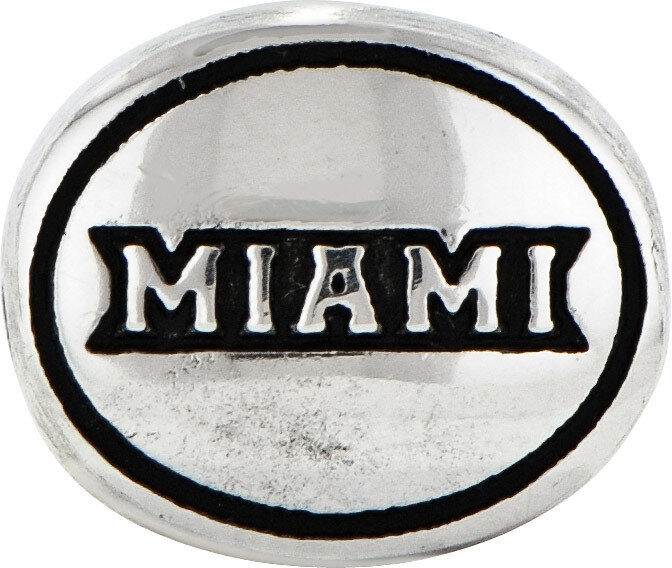Antiqued Miami of Ohio Collegiate Bead Sterling Silver QRS3011