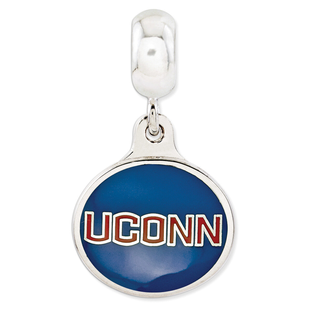 University Connecticut Collegiate Enameled Dangle Bead Sterling Silver QRS3079