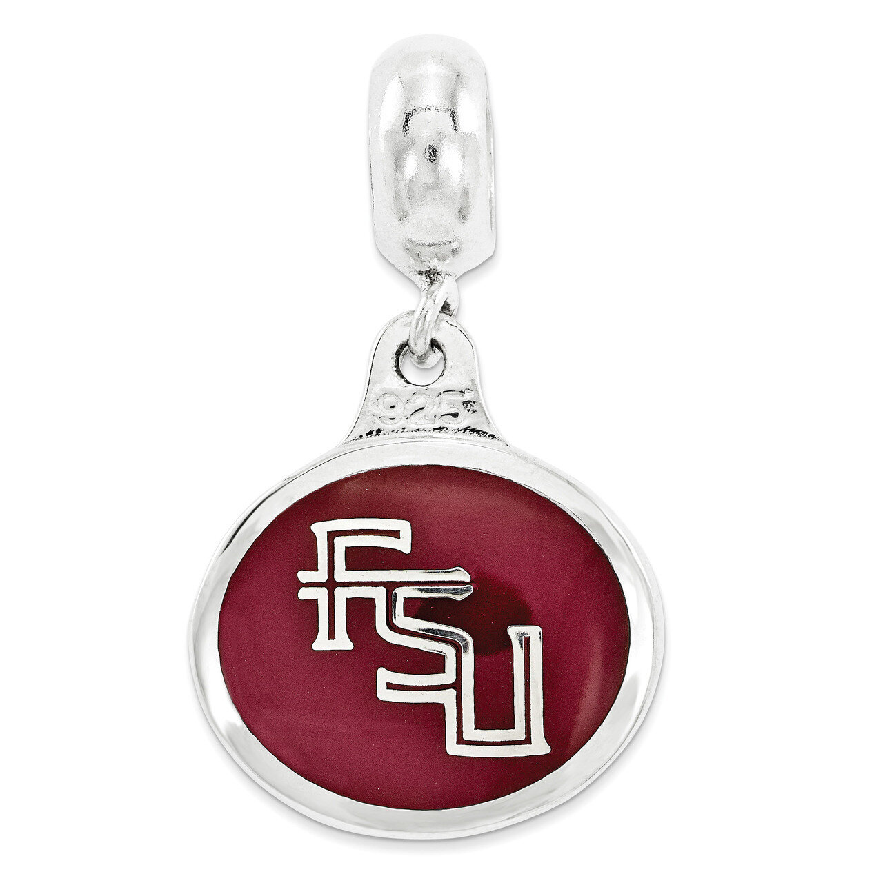 Florida State Collegiate Enameled Dangle Bead Sterling Silver QRS3080