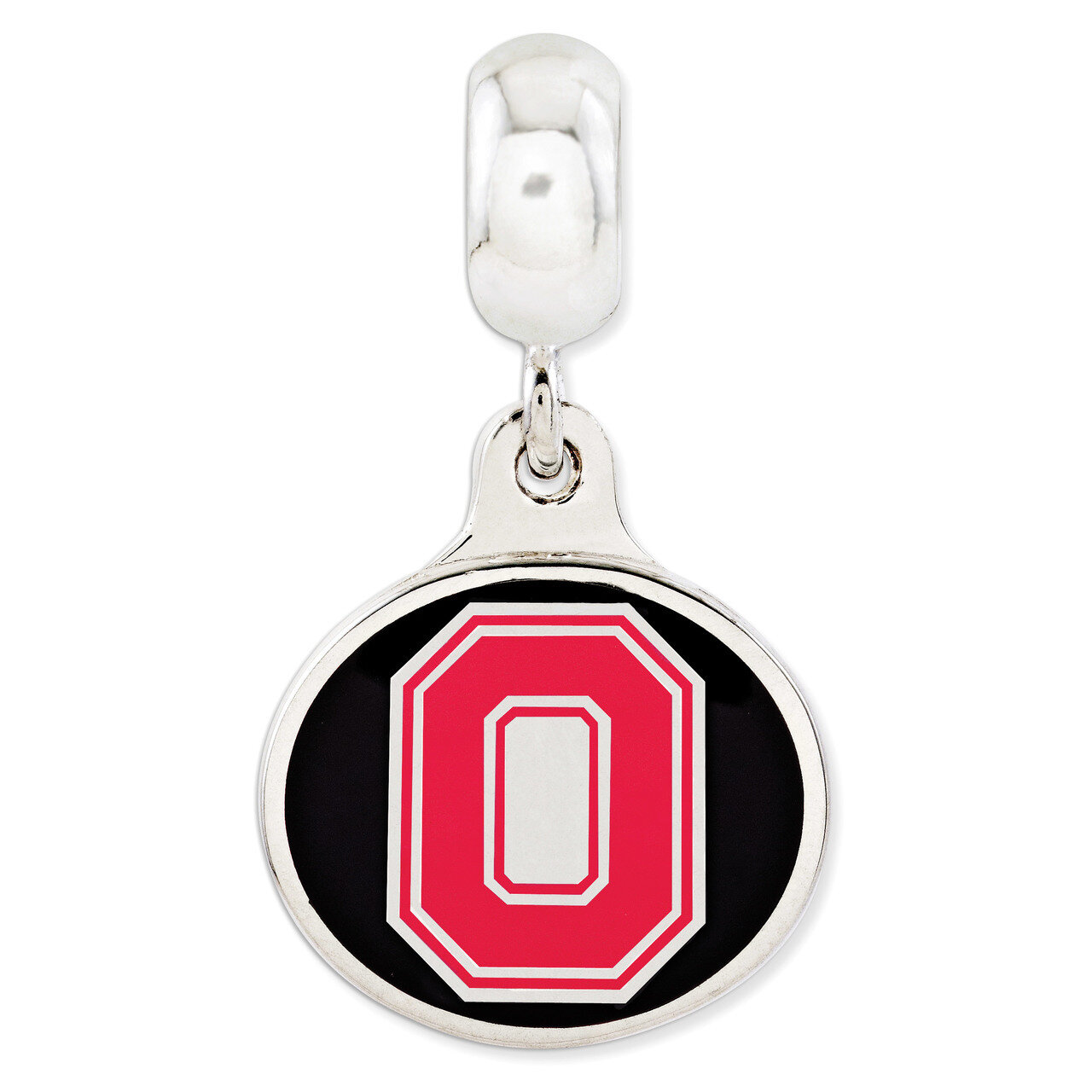 Ohio State University Collegiate Enameled Dangle Bead Sterling Silver QRS3097