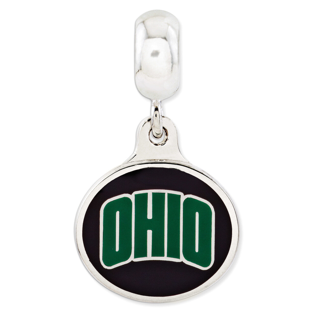 Ohio University Collegiate Enameled Dangle Bead Sterling Silver QRS3098