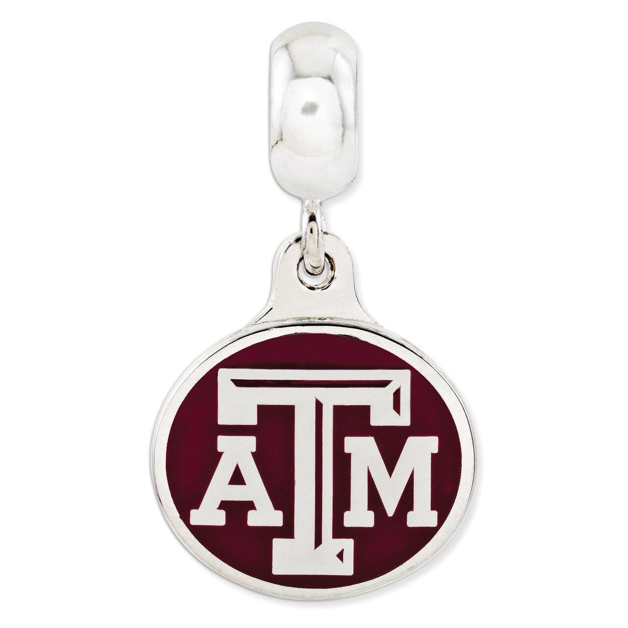 Texas A & M University Collegiate Enameled Dangle Bead Sterling Silver QRS3103