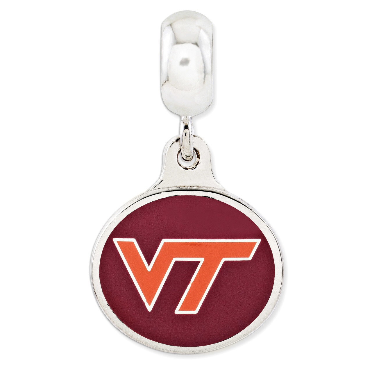 Virginia Tech Collegiate Enameled Dangle Bead Sterling Silver QRS3105