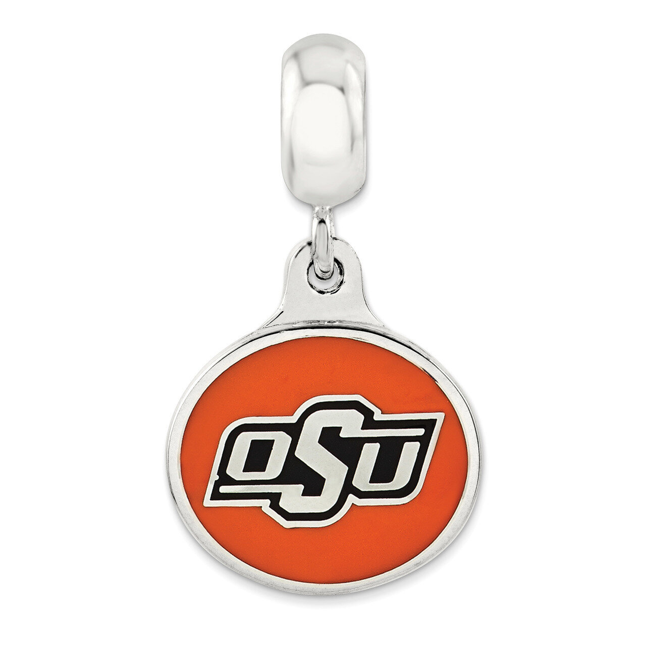 Oklahoma State Univ. Collegiate Enameled Dangle Bead Sterling Silver QRS3224