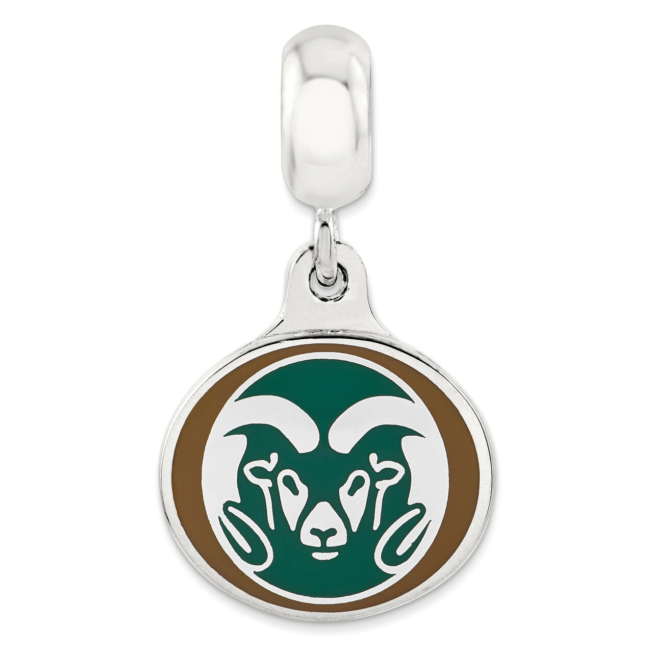 Colorado State University Collegiate Enameled Dangle Bead Sterling Silver QRS3296