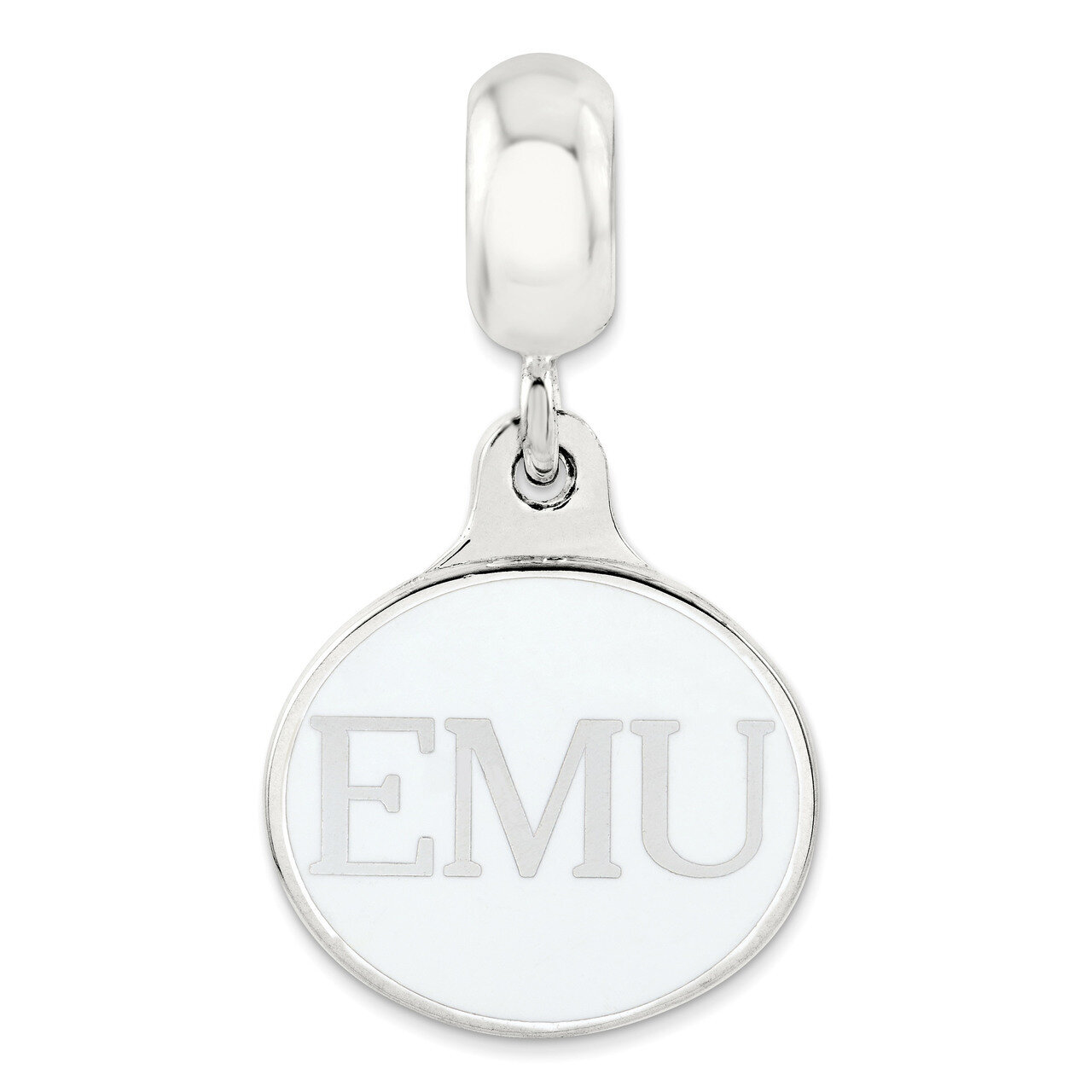 Eastern Michigan Collegiate Enameled Dangle Bead Sterling Silver QRS3299