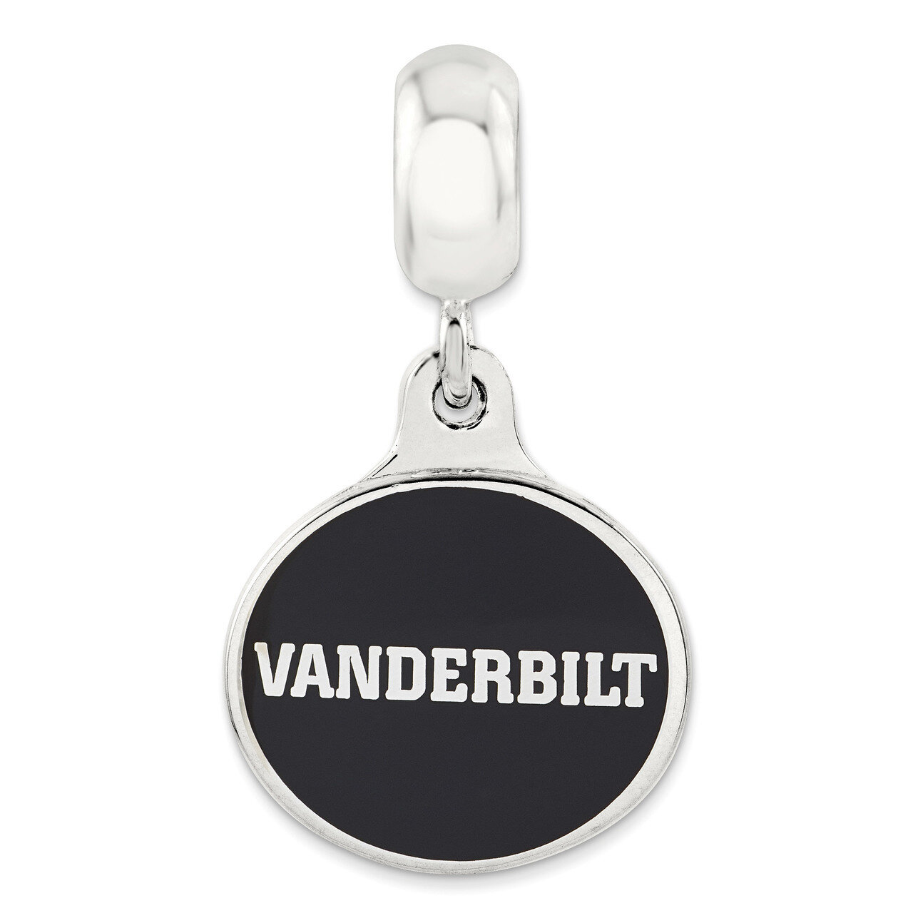 Vanderbilt University Collegiate Enameled Dangle Bead Sterling Silver QRS3307