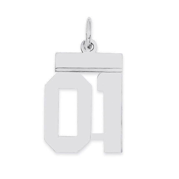 Small Polished Number 01 with Top Sterling Silver QSS01T