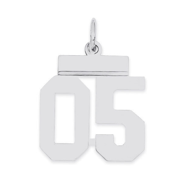 Small Polished Number 05 with Top Sterling Silver QSS05T