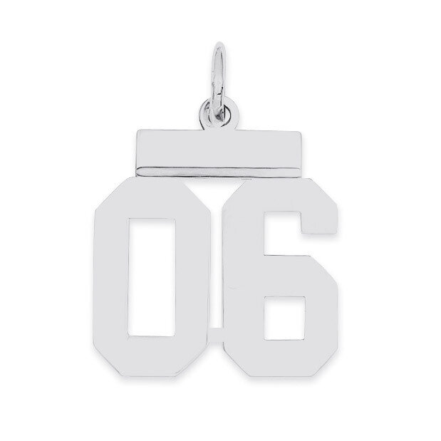 Small Polished Number 06 with Top Sterling Silver QSS06T
