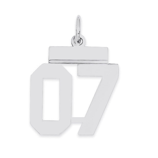 Small Polished Number 07 with Top Sterling Silver QSS07T