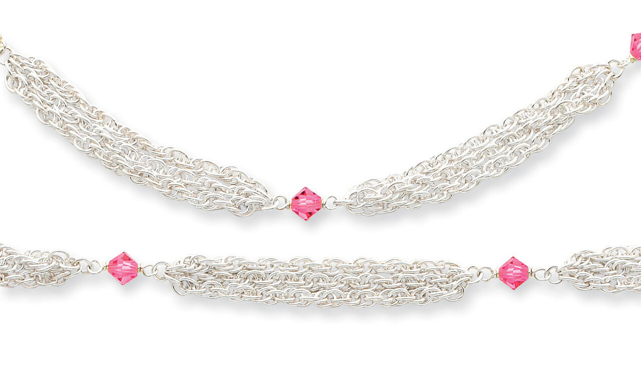 CZ 7 Inch Bracelet &amp; 18 Inch Necklace Set Sterling Silver QST1