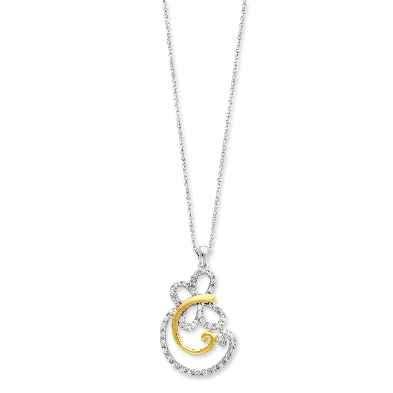 Gold-plated CZ Carefree 18 Inch Necklace Sterling Silver QSX260