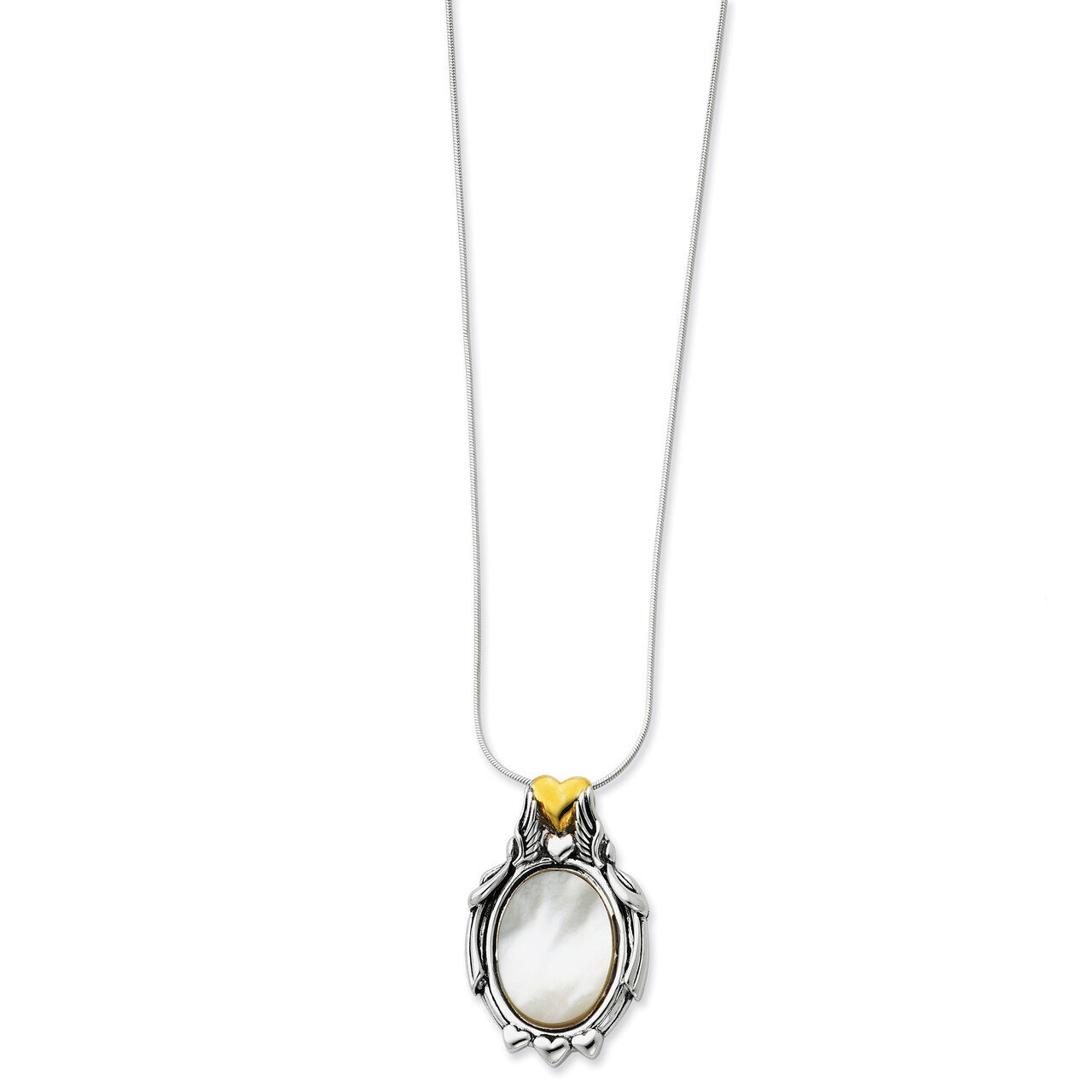 Gold-plated Antiqued My Special Angels 18 Inch Necklace Sterling Silver QSX265