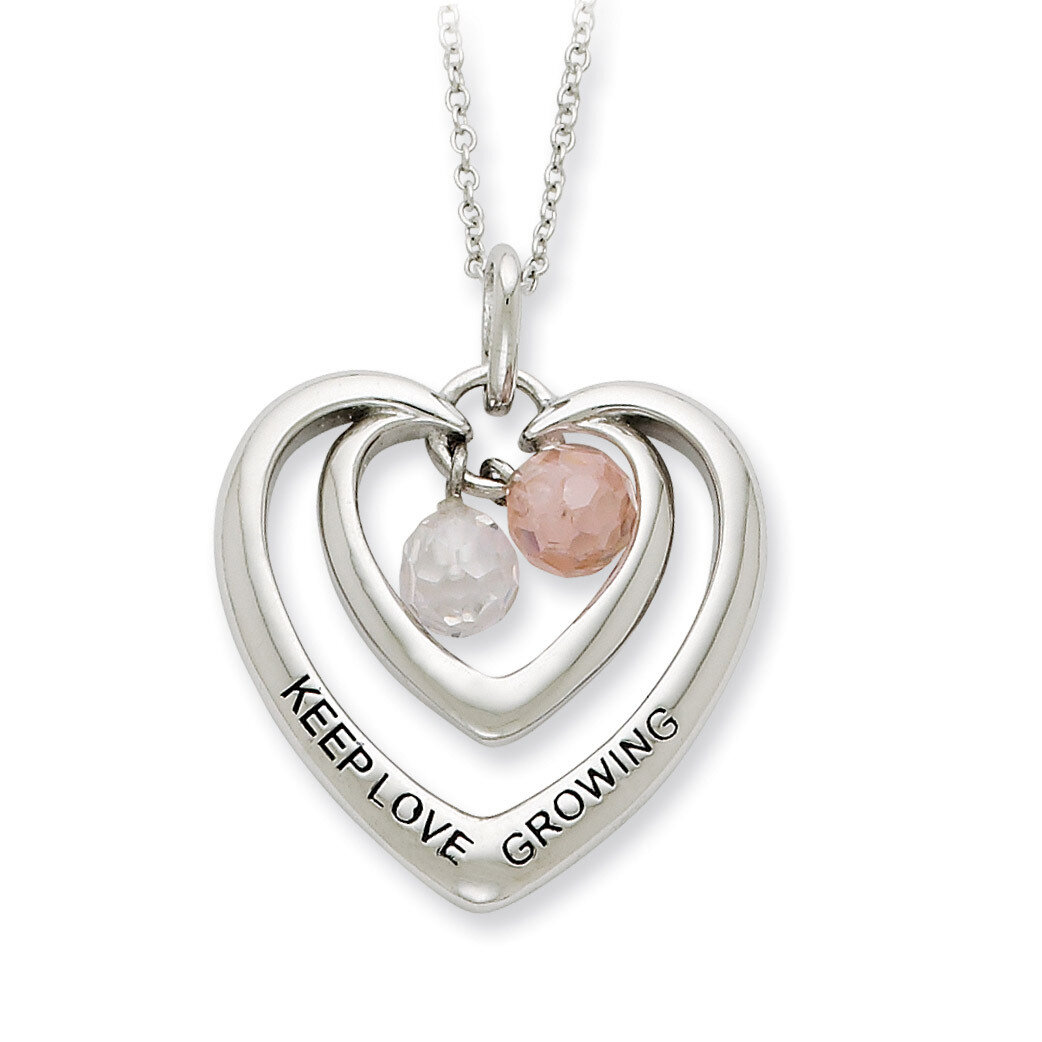 Antiqued CZ Keep Love Growing 18 Inch Necklace Sterling Silver QSX320