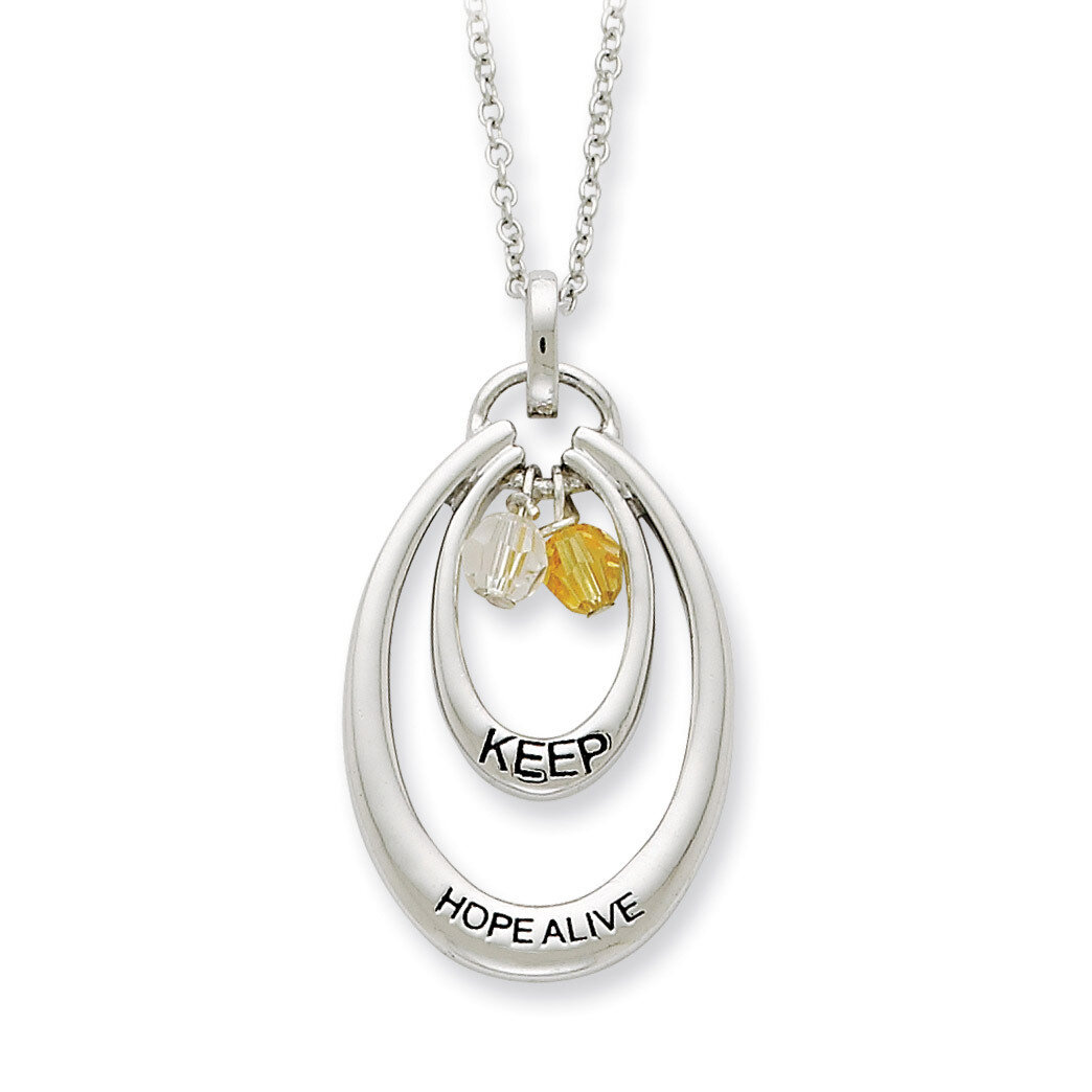 Antiqued CZ Keep Hope Alive 18 Inch Necklace Sterling Silver QSX322
