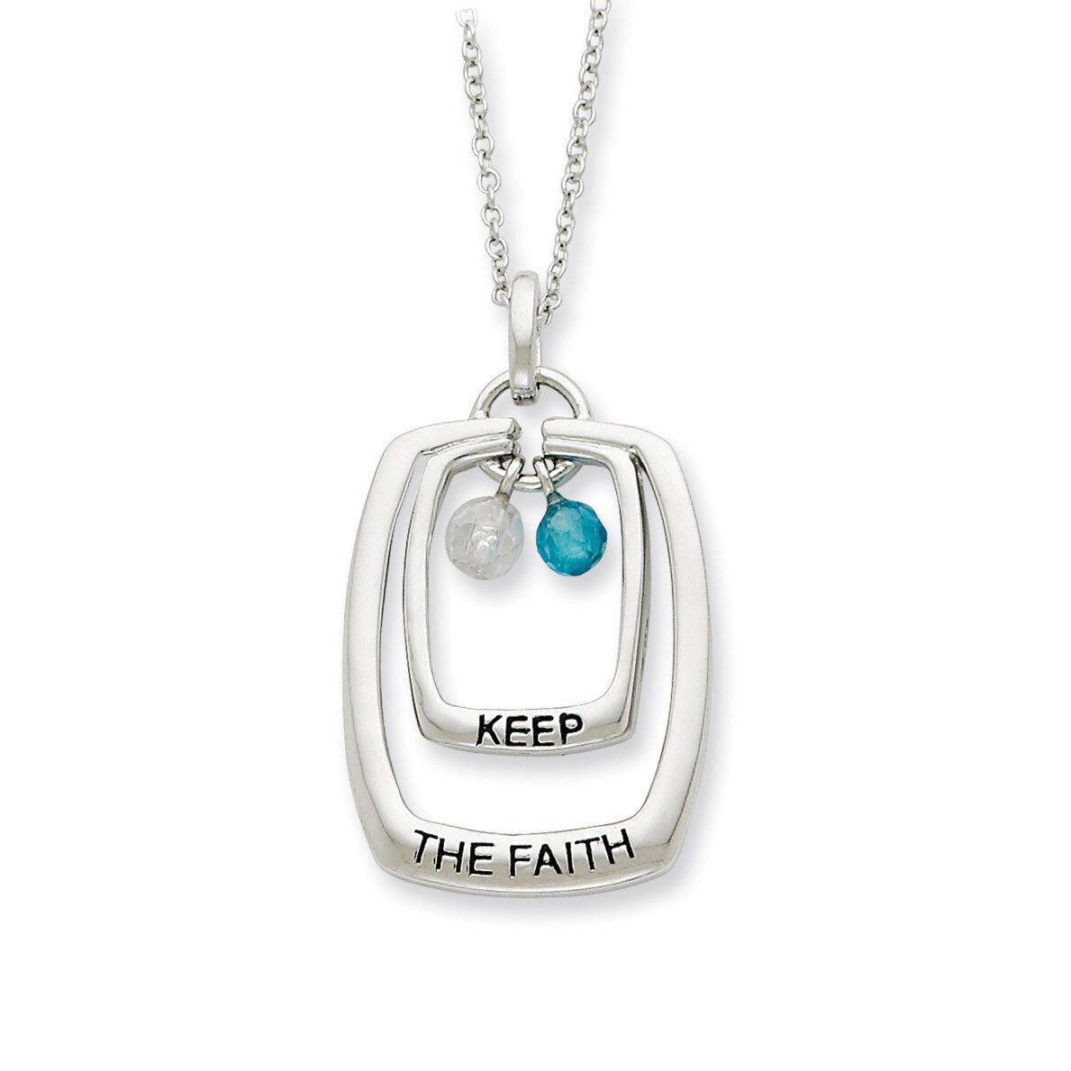 Antiqued CZ Keep The Faith 18 Inch Necklace Sterling Silver QSX325