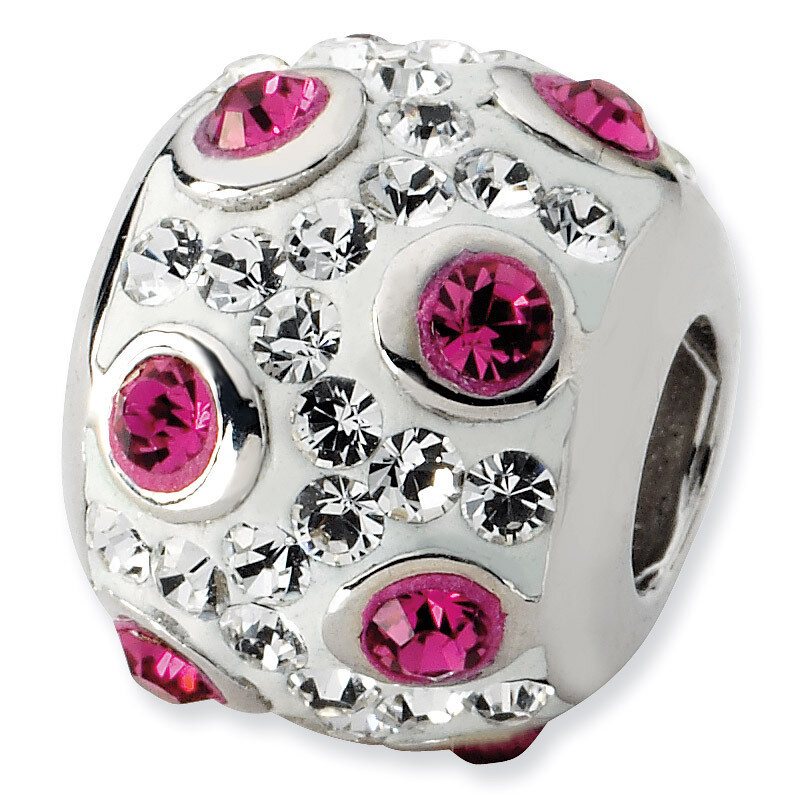 White & Pink Crystal Bead Sterling Silver QTA167