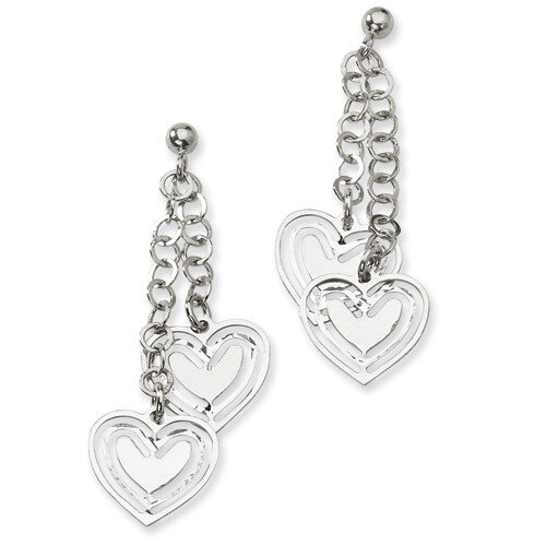 Heart Ball Post Dangle Earrings Sterling Silver QV324