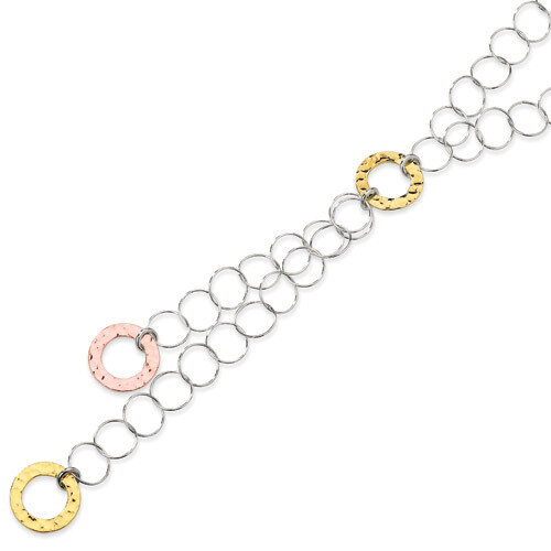 and 18K Yellow &amp; Rose Gold-plated Fancy Necklace Sterling Silver QV393