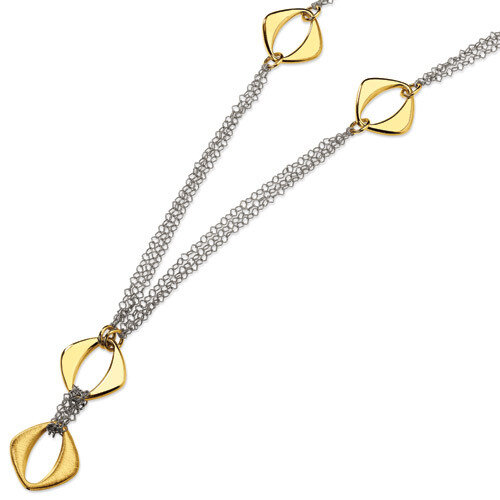 and 18K Yellow Gold-plated Fancy Necklace Sterling Silver QV423