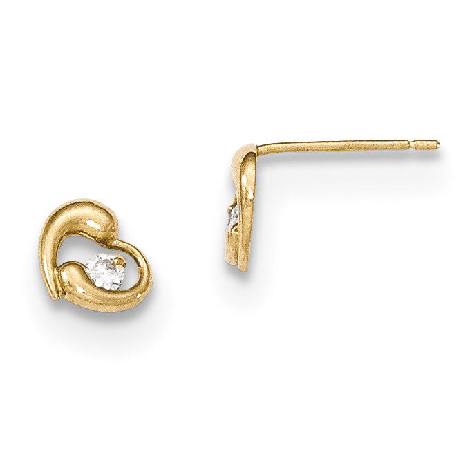 CZ Heart Post Earrings 14k Gold Polished SE2460