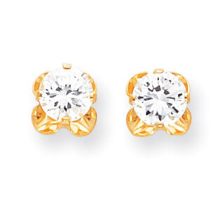 6.5mm CZ Post Earrings 14k Gold SE291