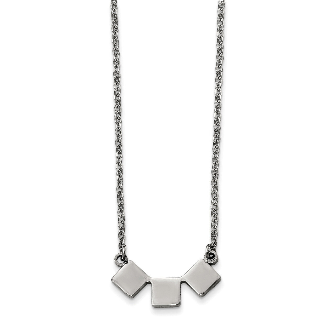 Polished Three Squares Necklace Stainless Steel SRN1845-18