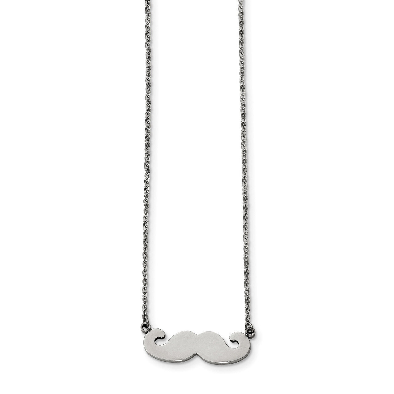 Polished Mustache Necklace Stainless Steel SRN1848-18