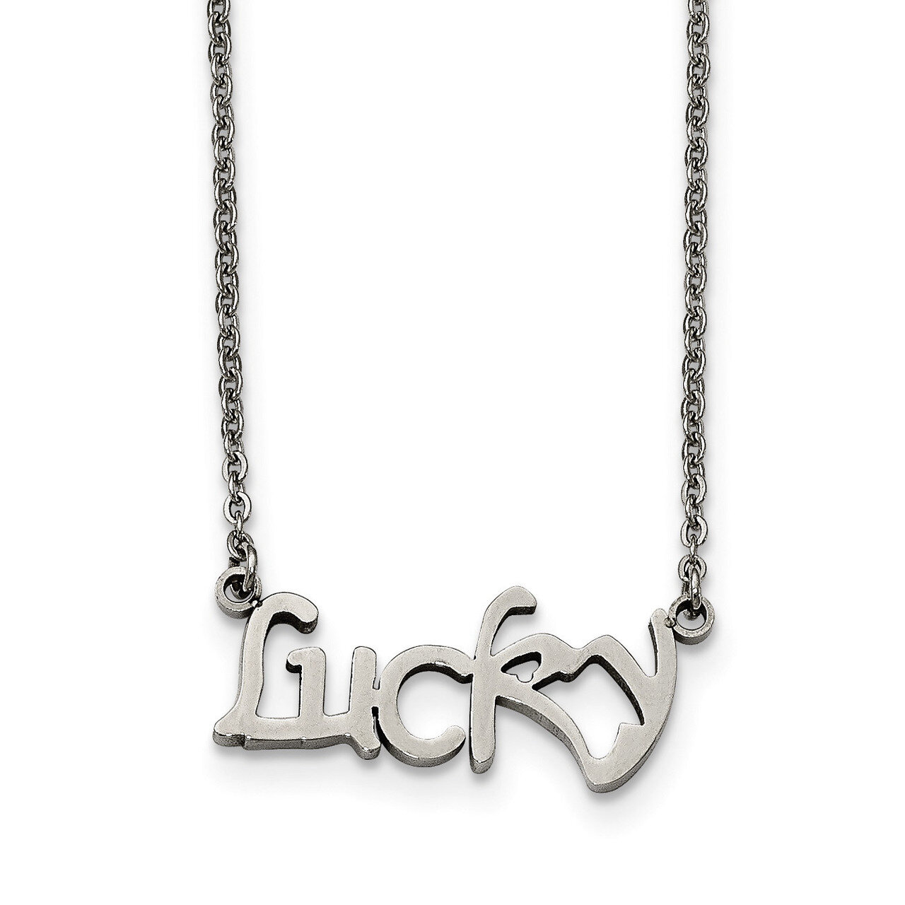 Polished LUCKY Necklace Stainless Steel SRN1861-18