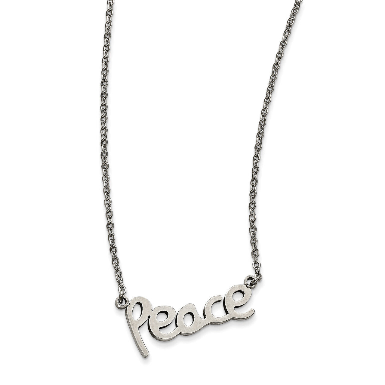 Polished PEACE Necklace Stainless Steel SRN1866-18