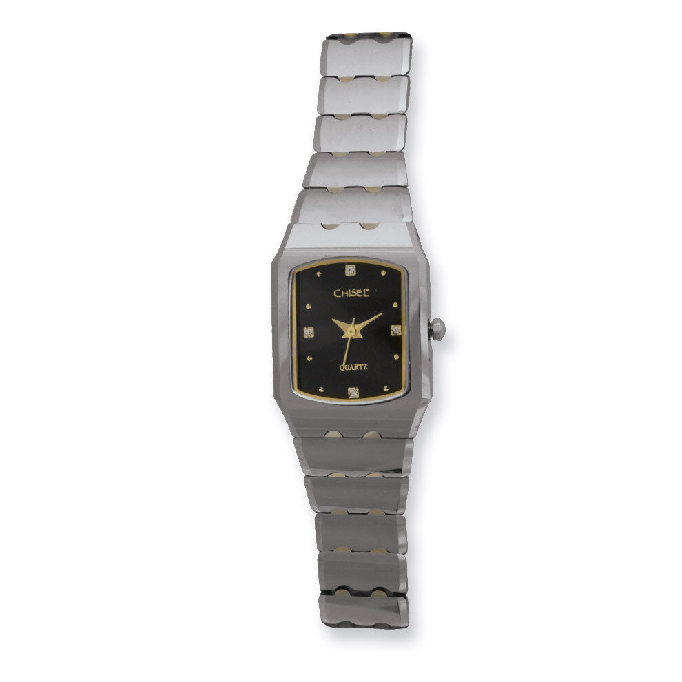 Ladies Chisel Tungsten Gold-plated Accent-Black Dial Watch TPW24